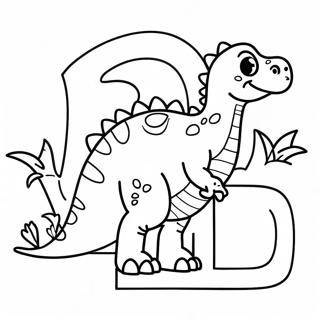 Dinosaur Themed Letter D Coloring Page | Letter D coloring page