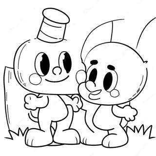 Cuphead and Mugman Adventure Coloring Page | Cuphead coloring page