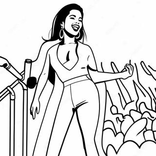 Selena Quintanilla Performing on Stage Coloring Page | Selena Quintanilla coloring page