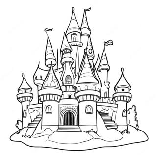 3D Coloring Page of a Magical Castle | 3D coloring page