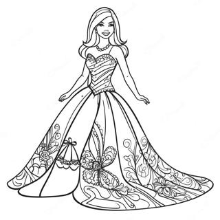 Barbie in a Sparkling Dress Coloring Page | Barbie and Ken coloring page