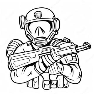 SWAT Team Officer in Action Coloring Page | SWAT Team coloring page