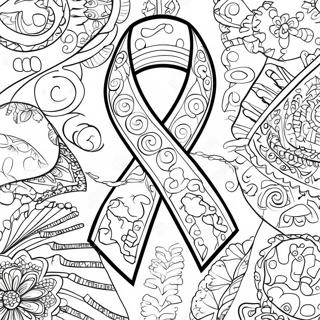 Colorful Autism Awareness Ribbon Coloring Page | Autism Awareness coloring page