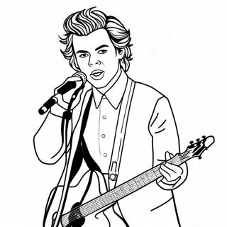Harry Styles Performing on Stage Coloring Page | Harry Styles coloring page