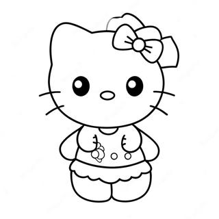 Hello Kitty mit einer Bunten Schleife Ausmalbild | Spider Man und Hello Kitty Ausmalbild