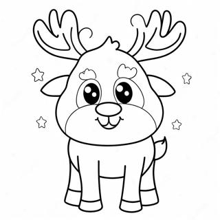 Cute Reindeer with Santa Hat Coloring Page | Raindeer coloring page
