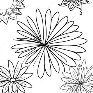 Colorful Fireworks in the Night Sky Coloring Page | Fireworks coloring page