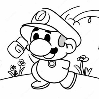 Colorful Paper Mario Adventure Coloring Page | Paper Mario coloring page