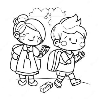 First Day of School Kindergarten Coloring Page
