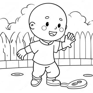 Caillou Playing Outside Coloring Page | Caillou coloring page