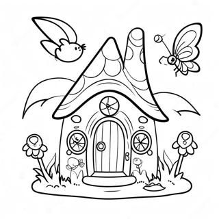 Whimsical Fairy House Coloring Page | Fairy House coloring page