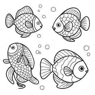 Colorful Fish Swimming Coloring Page | Sea Animal coloring page