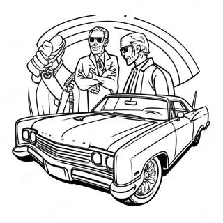 Classic Lowrider with Hydraulic Suspension Coloring Page | Lowrider coloring page