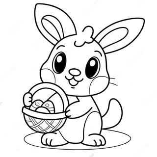Cute Easter Bunny with Basket Coloring Page | Full Size Easter Bunny coloring page