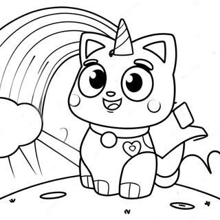 Happy Unikitty in a Rainbow Coloring Page | Unikitty coloring page