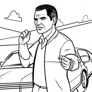 GTA Character in Action Coloring Page | GTA coloring page