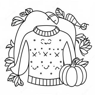 Cozy Sweater with Pumpkins Coloring Page | Fall for Adults coloring page