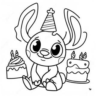 Stitch Birthday Celebration Coloring Page | Stitch Birthday coloring page