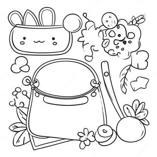 Cute Aesthetic Preppy Accessories Coloring Page | Aesthetic Preppy coloring page
