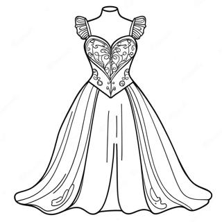 Coquette Style Dress Coloring Page | Coquette coloring page