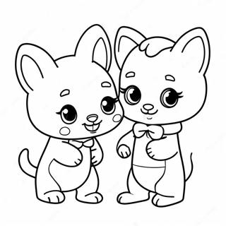 Adorable Calico Critters Playing Together Coloring Page | Calico Critters coloring page