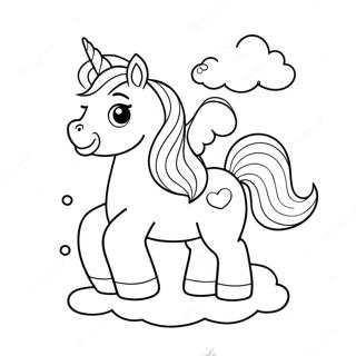 Cute Unicorn Puppy Playing in the Clouds Coloring Page | Unicorn Puppy coloring page