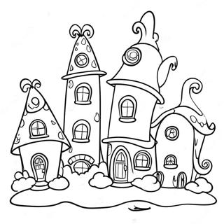 Colorful Whoville Houses Coloring Page | Whoville Houses coloring page