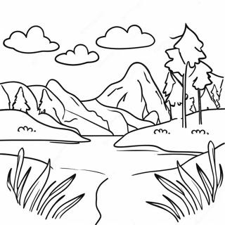 Watercolor Landscape Coloring Page | Watercolor coloring page