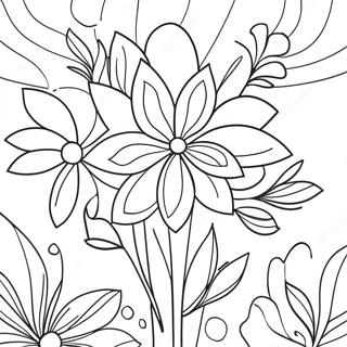 Vibrant Watercolor Flowers Coloring Page | Watercolor coloring page