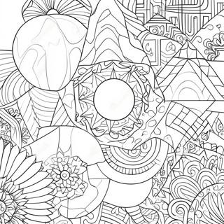 Trendy Geometric Shapes Coloring Page | Trendy coloring page