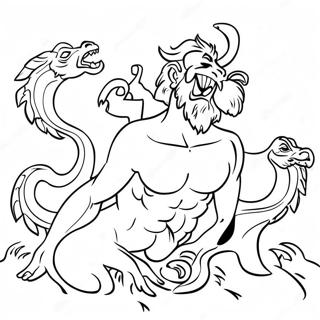 Hercules Battling the Hydra Coloring Page | Hercules coloring page