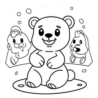 Cute Gummy Bear Playing with Friends Coloring Page | Gummy Bear coloring page