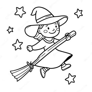 Friendly Witch on a Broom Coloring Page | Room on the Broom coloring page