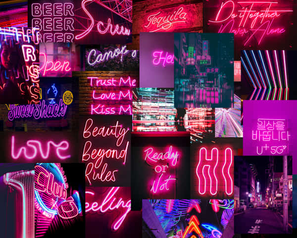 Download Aesthetic Grunge Pink Neon Crown Signs Wallpaper | Wallpapers.com