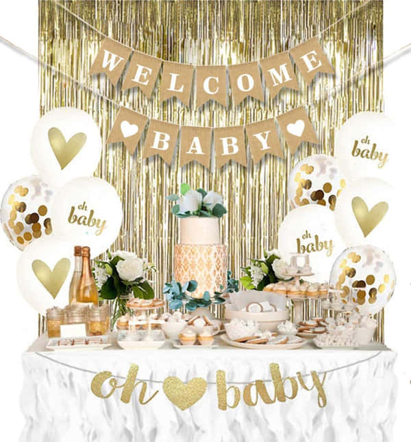 Download Baby Shower Zoom Background Colorful Cake | Wallpapers.com