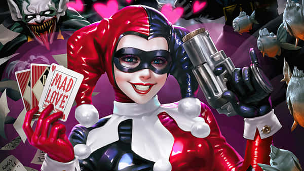 Download Classic Harley Quinn striking a pose in iconic costume ...