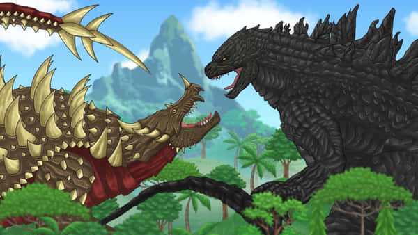 Download Epic Battle of Titans, Godzilla vs Anguirus Wallpaper