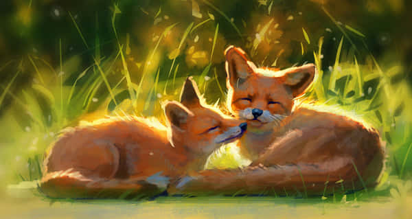 Download Adorable Kawaii Fox Illustration Wallpaper | Wallpapers.com