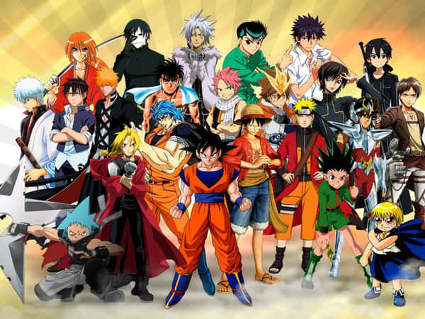 Download Male Anime Characters Epic Poster Wallpaper | Wallpapers.com