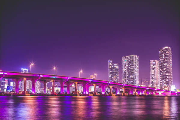 Download Stunning sunset over Miami skyline | Wallpapers.com