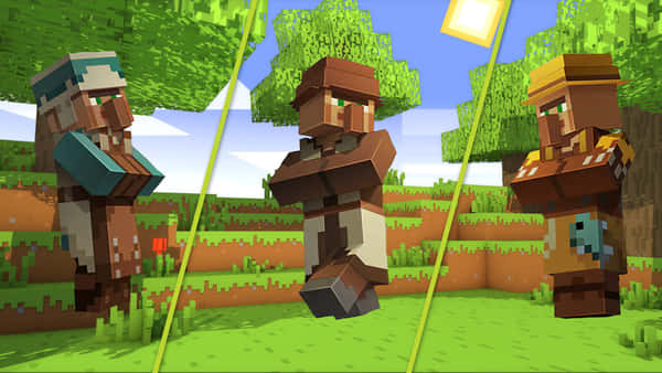 Download A Group Of Minecraft Villagers Gathered In A Village Square ...