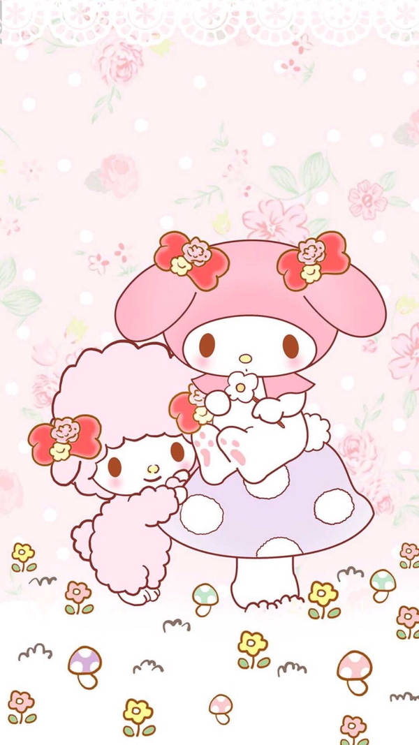 Download My Melody And Rose Flower Wallpaper | Wallpapers.com