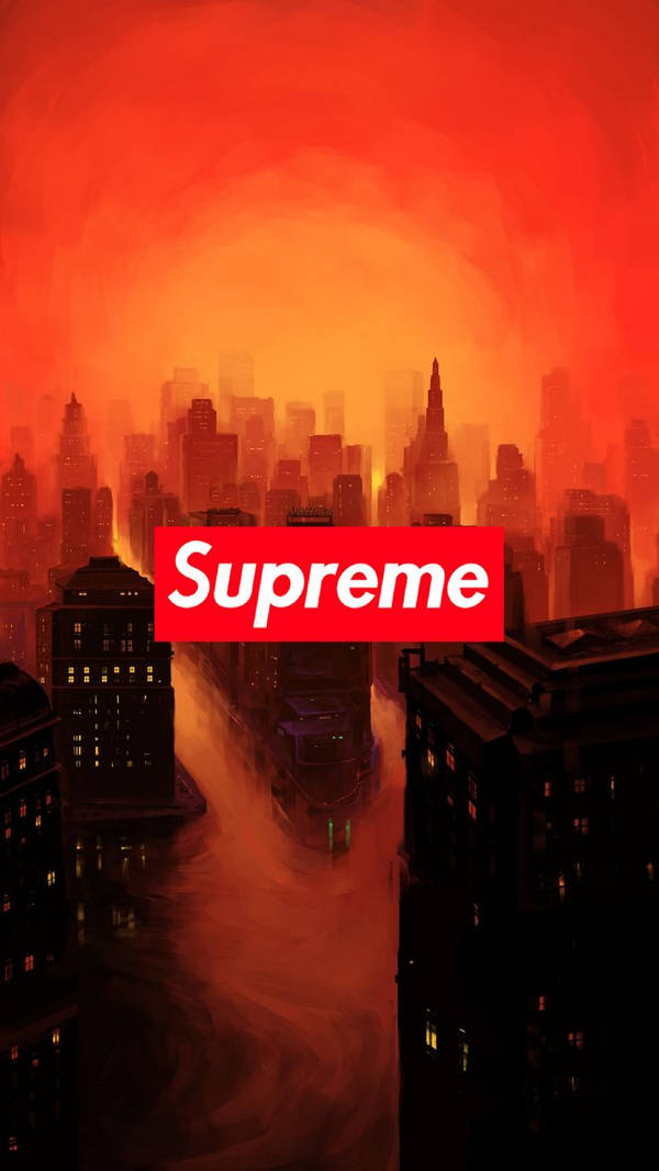 Download Orange Supreme Logo On Road Wallpaper | Wallpapers.com