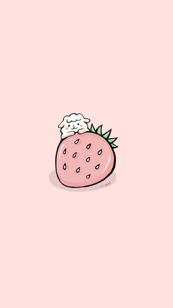Download Pastel Cute Strawberry With Cloud Wallpaper | Wallpapers.com