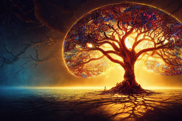 Download Psychedelic Tree Of Life With Colorful Roots Wallpaper ...