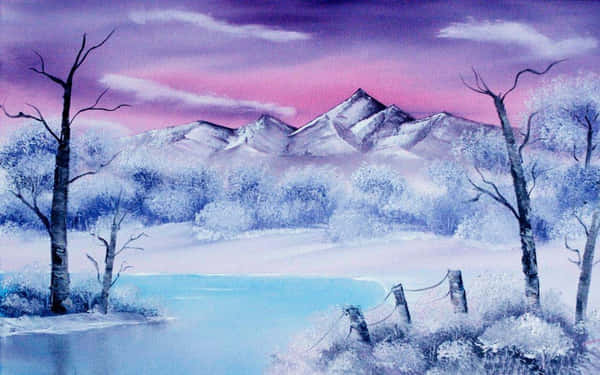 Download Stunning Winter Wonderland Painting Wallpaper | Wallpapers.com