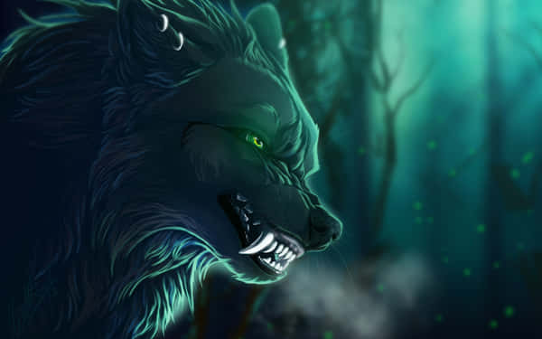 Download Majestic Wolf Art in a Serene Forest Wallpaper | Wallpapers.com