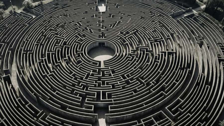 A zero-shaped maze from above — 0 Wallpaper