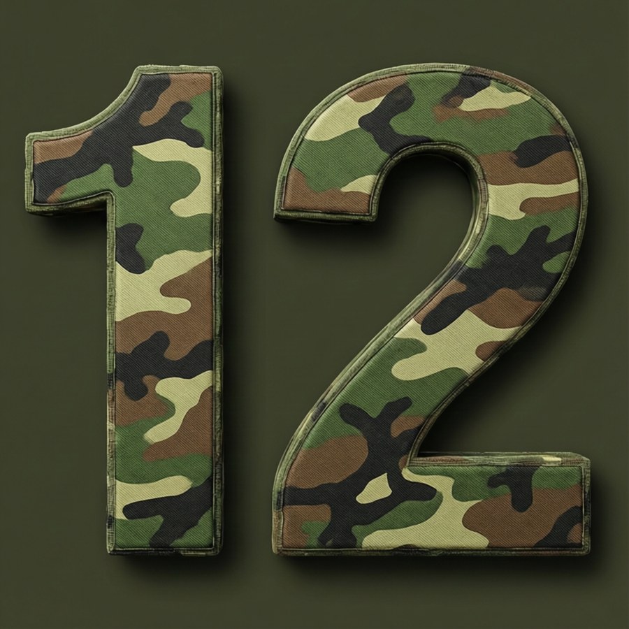 Number 12 hidden in camouflage pattern. — 12 Wallpaper