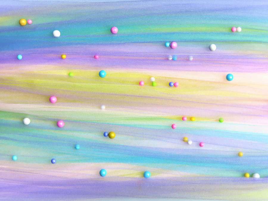 Soft pastel rainbow stripes with scattered colorful beads. — 1440x1080 Wallpaper